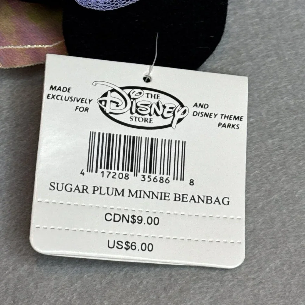 Sugar Plum Minnie Mouse Purple Fairy The Disney Store Bean Bag Plush 9